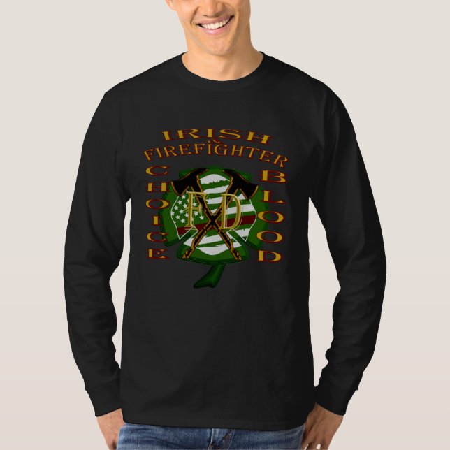 T-shirt Saint Patrick's Day IRISH & FIREFIGHTER (Devant)