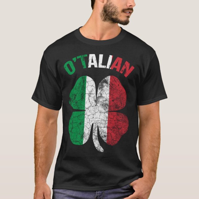 T-shirt Saint Patricks Day Irish Italian O'talian Shamrock (Devant)