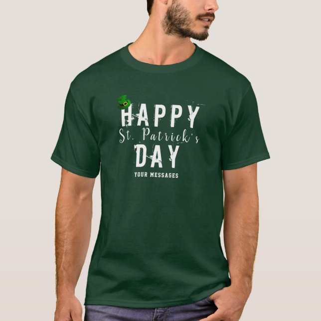 T-shirt Saint Patrick's Day Leprechaun Casquette avec mess (Devant)