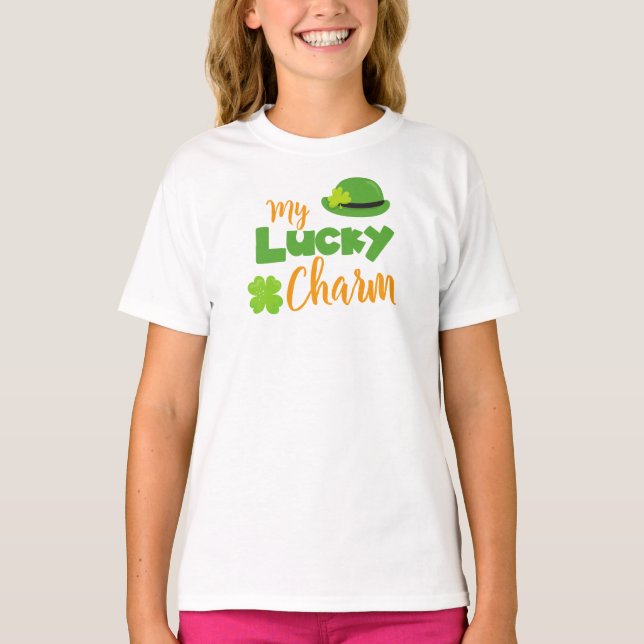 T-shirt Saint Patrick's Day, Leprechaun Casquette, Lucky C (Devant)