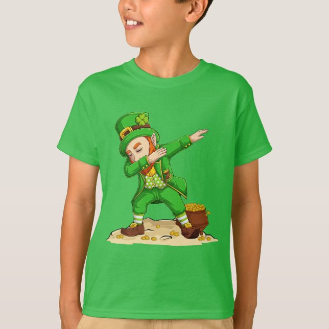 T-shirt Saint Patrick's Day Leprechaun Dabbing Dabbing Gra (Devant)