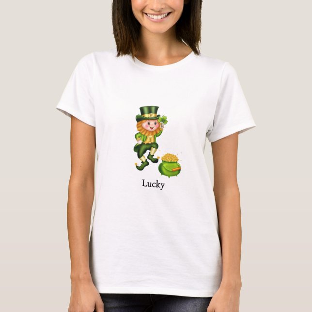T-shirt Saint Patrick's Day leprechaun & pot d'or (Devant)
