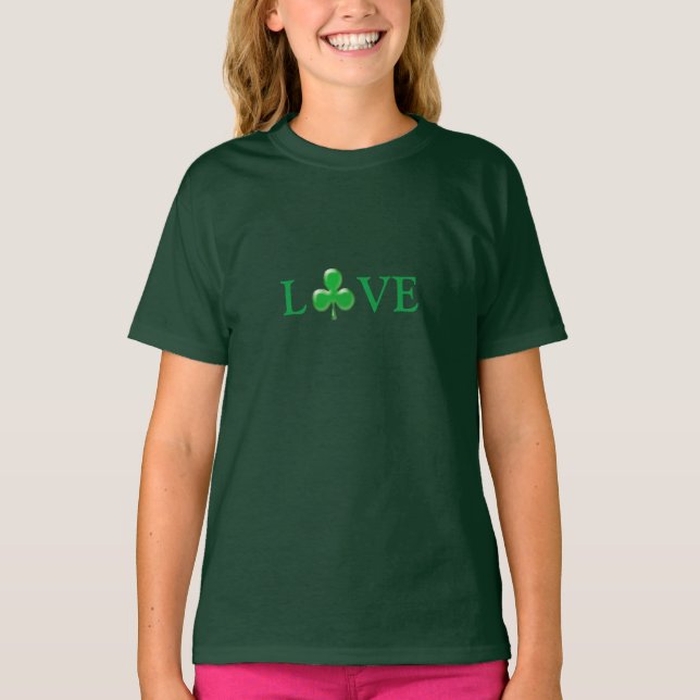 T-shirt Saint Patrick's Day Love Green Clover Shamrock (Devant)