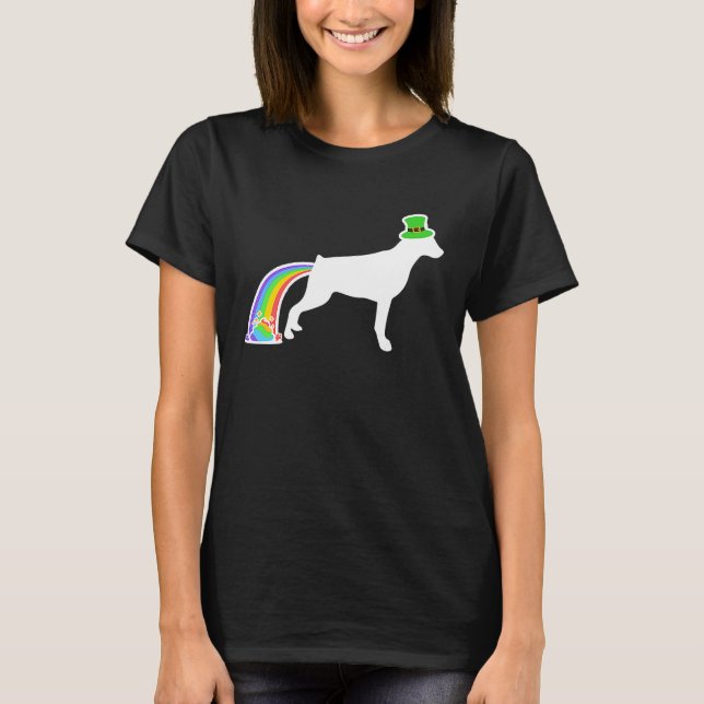 T-shirt Saint Patrick's Day Rainbow Chien Miniature Pinsch (Devant)