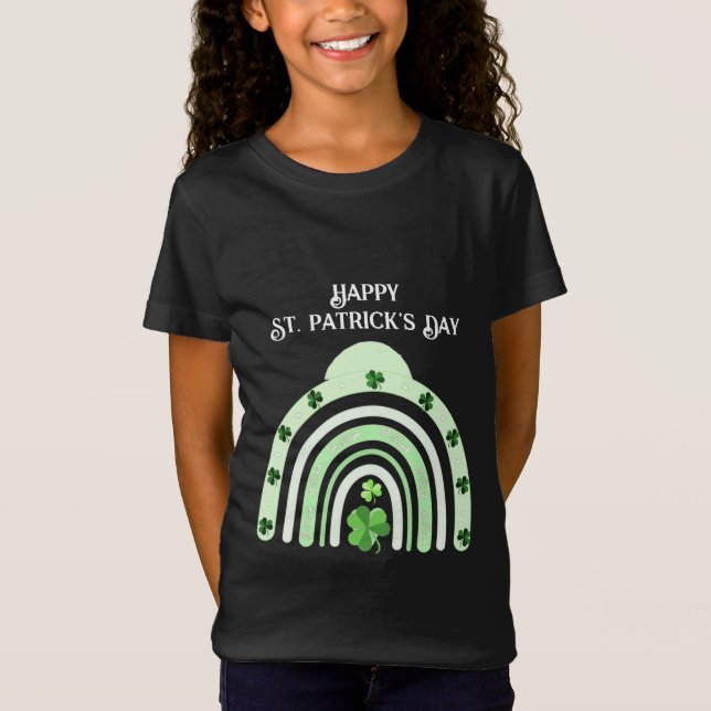 T-Shirt Saint Patricks Day Rainbow Shamrocks Lucky Girl T- (Devant)