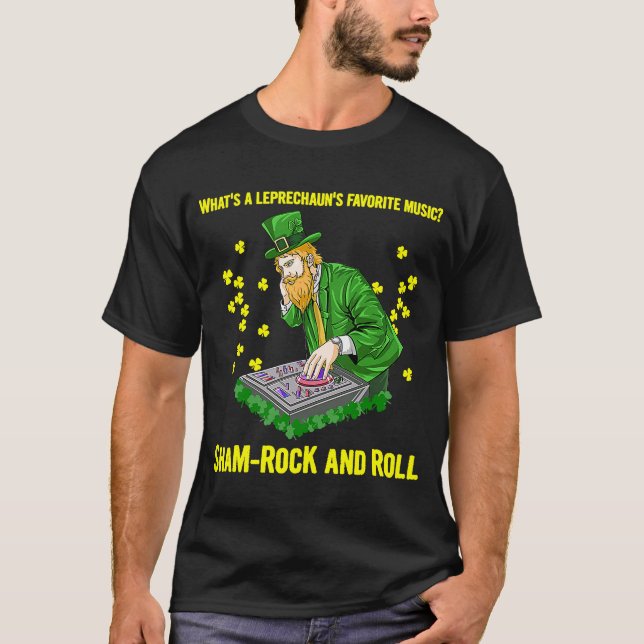 T-shirt Saint Patricks Day Sham Rock DJ Music Roll (Devant)