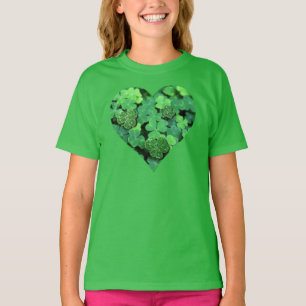 T-shirt Saint-Patties Day, shamrock vert, Coeurs irlandais