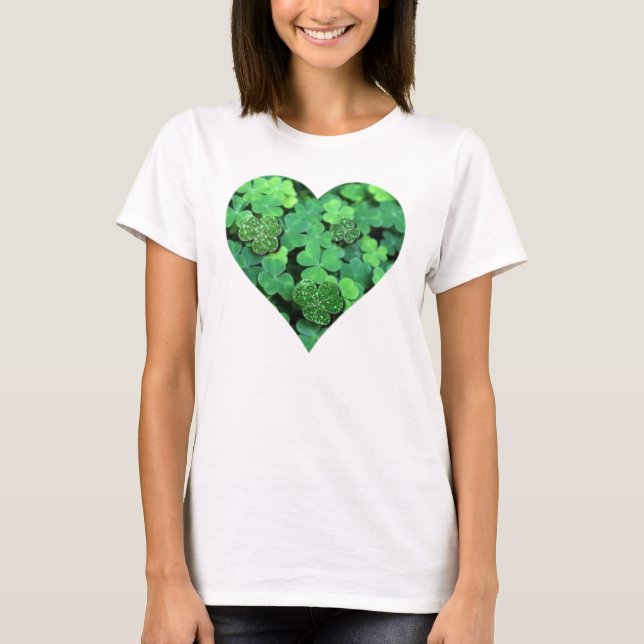 T-shirt Saint-Patties Day, shamrock vert, Coeurs irlandais (Devant)