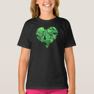 T-shirt Saint-Patties Day, shamrock vert, Coeurs irlandais