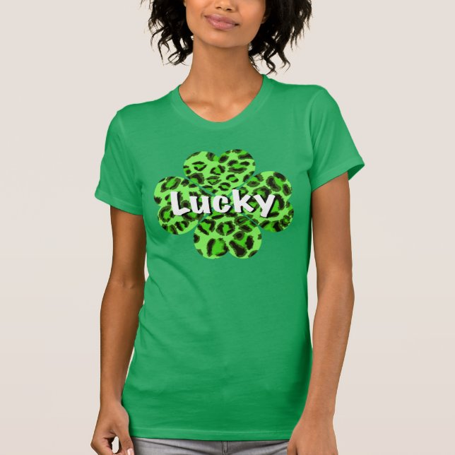 T-shirt Saint-Patty’s day shamrock léopard de guépard vert (Devant)