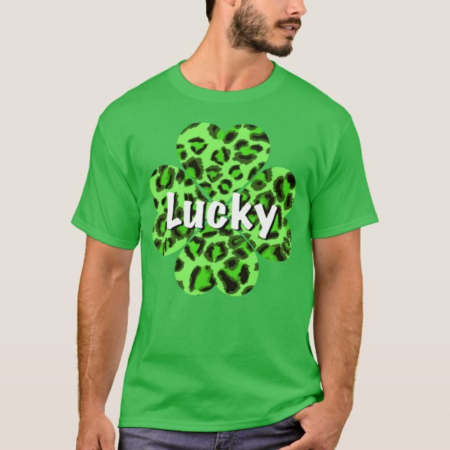 T-shirt Saint-Patty’s day shamrock léopard de guépard vert (Devant)