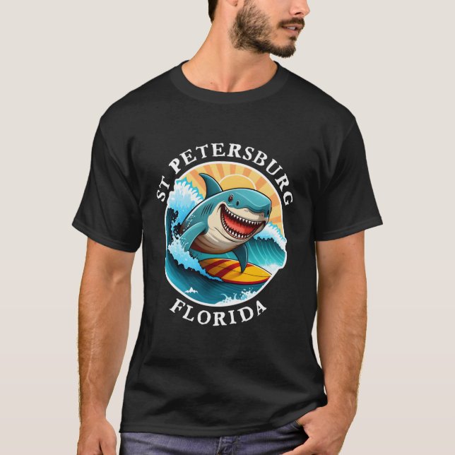 T-shirt Saint-Pétersbourg Floride Joyeux requin surf (Devant)