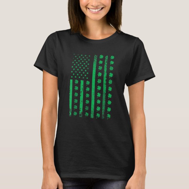 T-shirt Saint St Patricks Day USA American Irish Shamrock  (Devant)