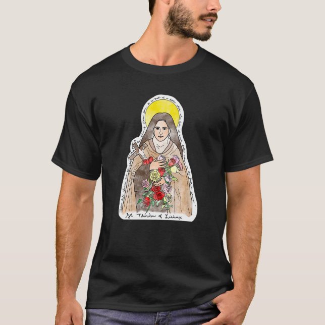 T-shirt Saint Thérèse De Lisieux Petite Fleur Rose Cath (Devant)