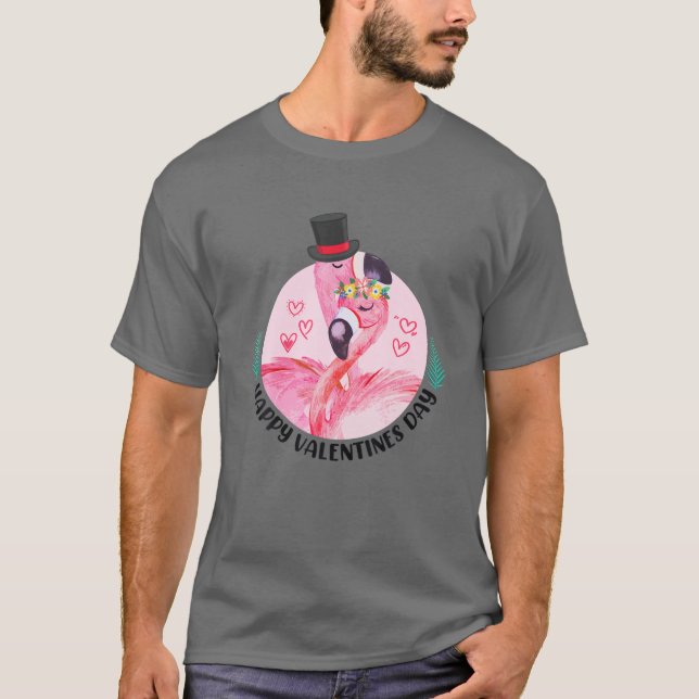 T-shirt Saint Valentin 2022 Flamants roses avec Flamant ro (Devant)
