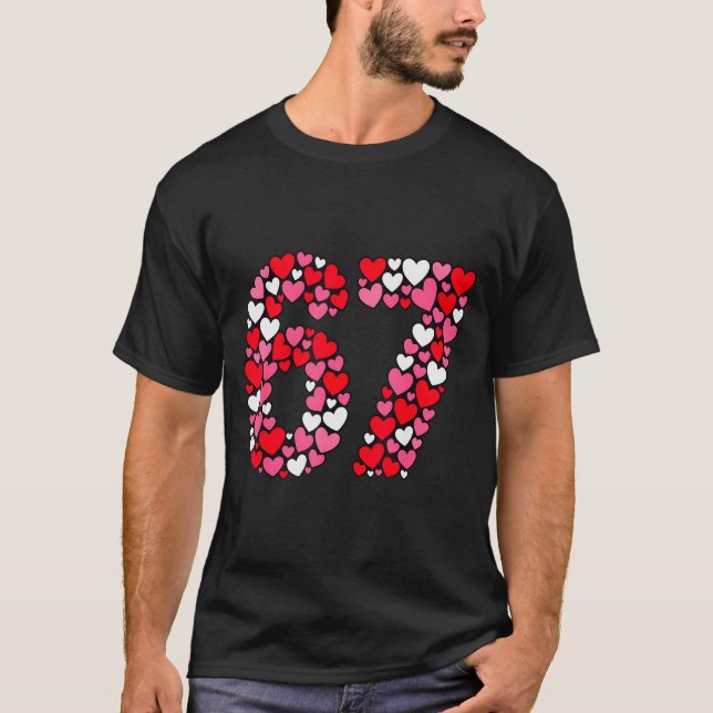 T-shirt Saint-Valentin 67 Meme Rempli De Cœurs Drôle S (Devant)