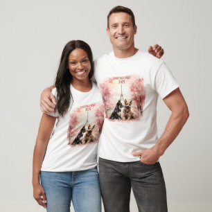 T-shirt Saint Valentin à Paris - Couple de chiens -