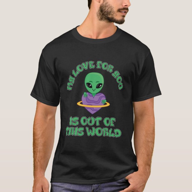 T-shirt Saint Valentin Alien Alien de chasse à l'enlèvemen (Devant)