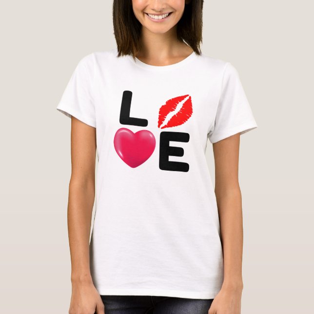 T-shirt Saint-Valentin AMOUR Baiser et Cœur (Devant)