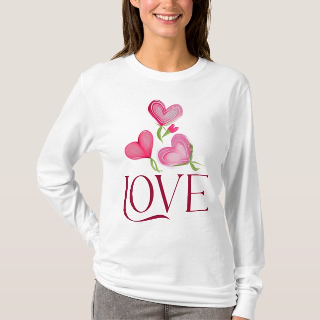 T-shirt Saint-Valentin - Amour Coeur Amour Long Manche (Devant)