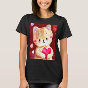 T-shirt Saint Valentin Amour Coeur Chat Teddy Girlfriend W