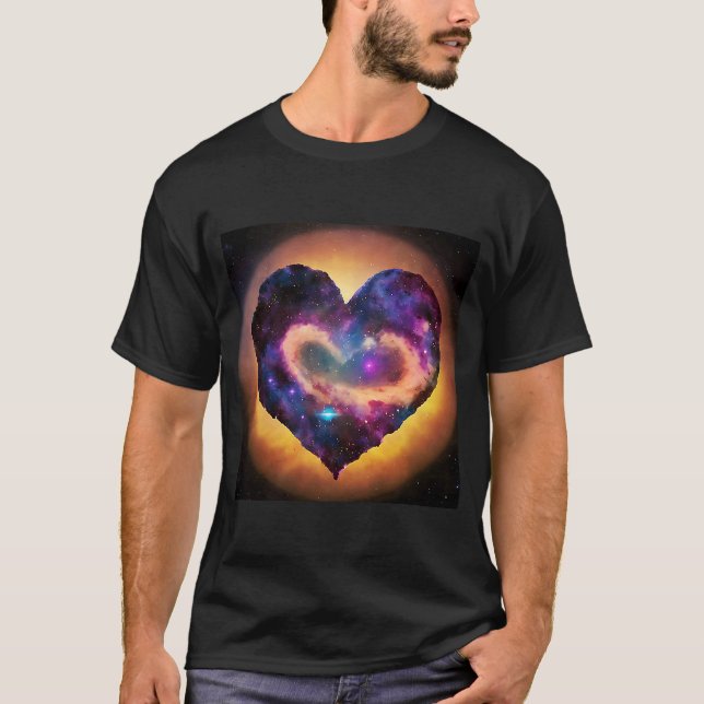 T-shirt Saint Valentin Amour Coeur Galaxie Girlfriend Fian (Devant)