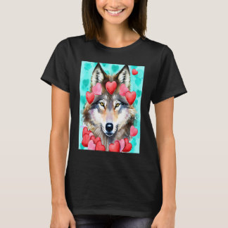 T-shirt Saint-Valentin Amour Coeur Loup Mignon Petite Amie