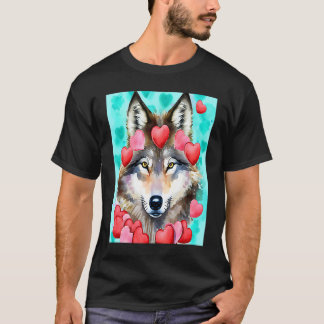 T-shirt Saint-Valentin Amour Coeur Loup Mignon Petite Amie