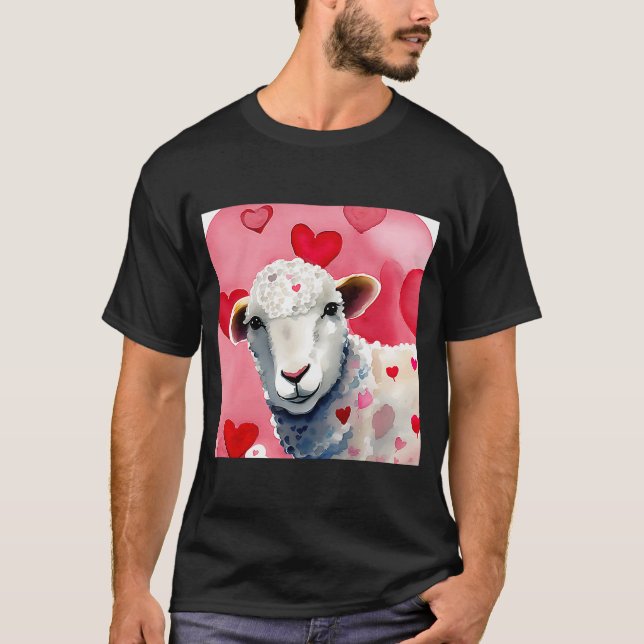 T-shirt Saint-Valentin Amour Coeur Mouton Girlfriend Fianc (Devant)