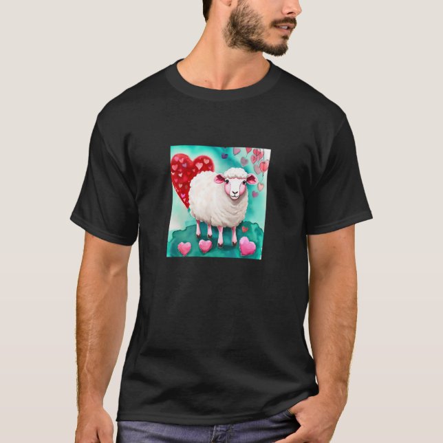 T-shirt Saint-Valentin Amour Coeur Mouton Girlfriend Fianc (Devant)