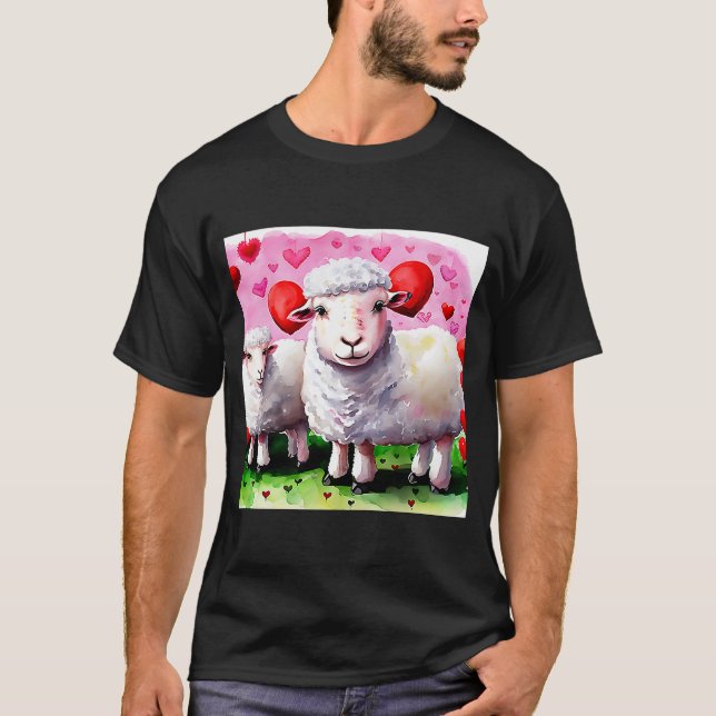 T-shirt Saint-Valentin Amour Coeur Mouton Girlfriend Fianc (Devant)
