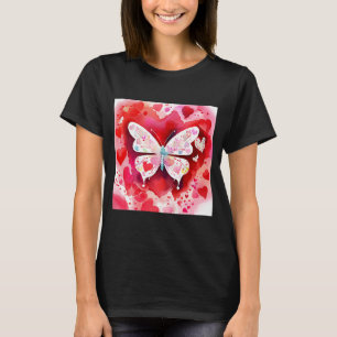 T-shirt Saint Valentin Amour Coeur Papillon Papillon Girlf