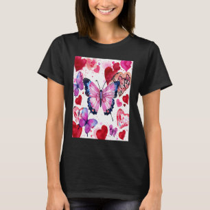 T-shirt Saint Valentin Amour Coeur Papillon Papillon Girlf