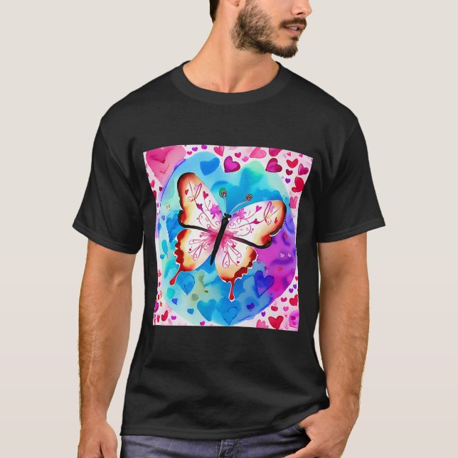 T-shirt Saint Valentin Amour Coeur Papillon Papillon Girlf (Devant)