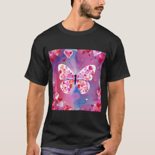 T-shirt Saint Valentin Amour Coeur Papillon Papillon Girlf