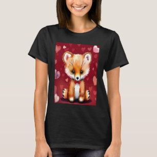 T-shirt Saint-Valentin Amour Coeur Renard Teddy Petite Ami