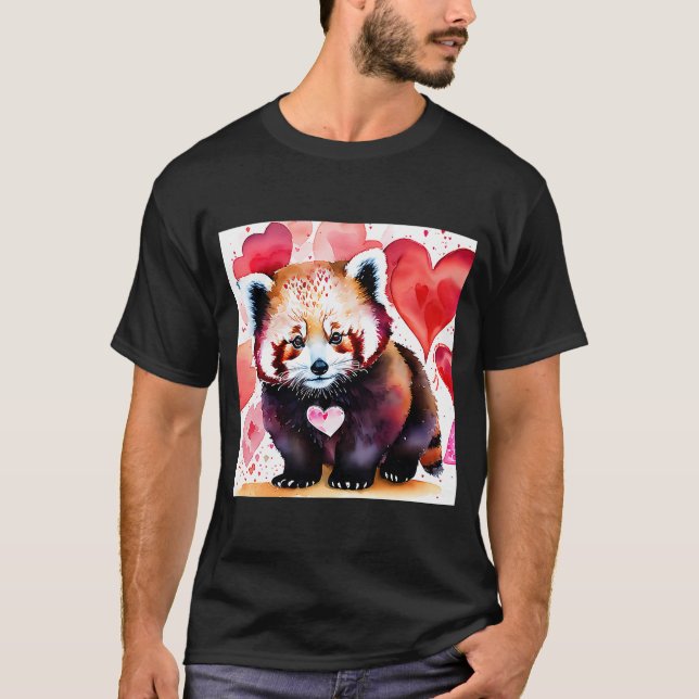 T-shirt Saint Valentin Amour Coeur Rouge Panda Girlfriend  (Devant)