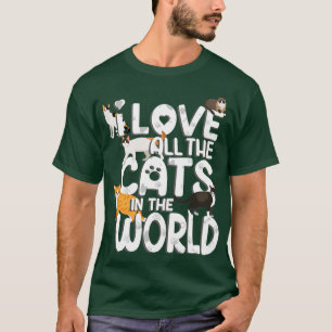 T-shirt Saint Valentin Amoureux des chats j'aime tous les 