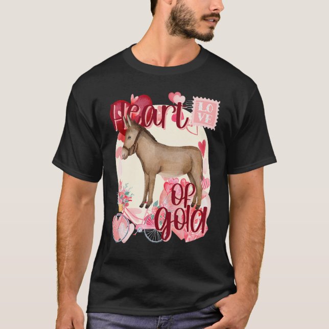 T-shirt Saint-Valentin Âne Simplement Aquarelle Couleurs S (Devant)