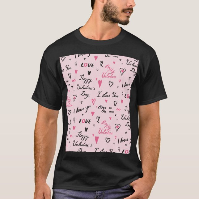T-shirt Saint-Valentin : Arrière - plan "Je t'aime". (Devant)