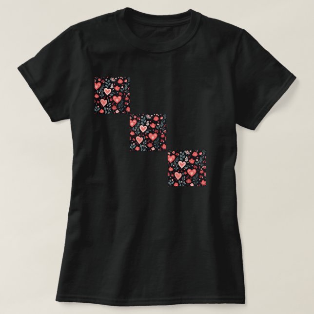 T-shirt Saint Valentin aux fleurs de coeur (Design devant)