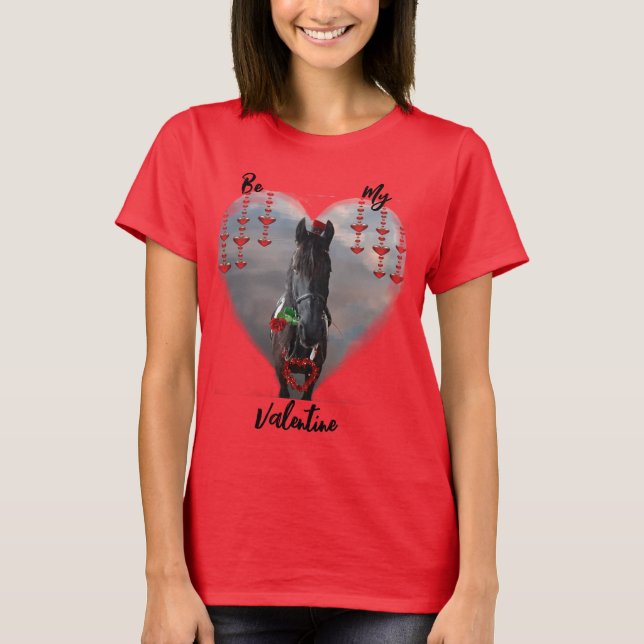T-shirt Saint Valentin avec Rafi le Friesien (Devant)