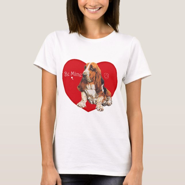 T-shirt Saint-Valentin Basset Hound (Devant)