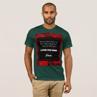 T-shirt Saint-Valentin Cadre Floral Rouge Texte personnali