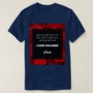 T-shirt Saint-Valentin Cadre Floral Rouge Texte personnali