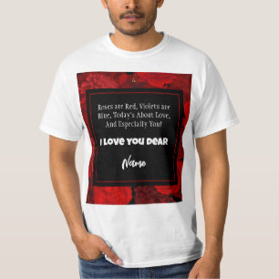 T-shirt Saint-Valentin Cadre Floral Rouge Texte personnali
