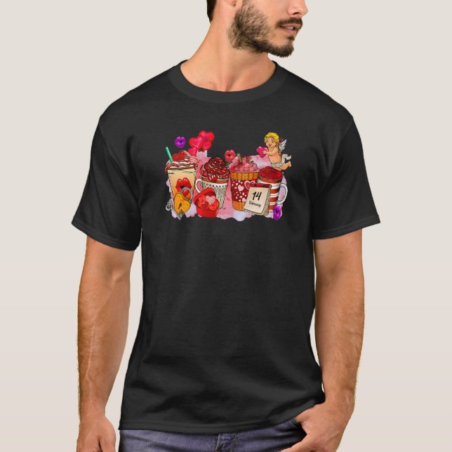 T-shirt Saint Valentin Café Boire Couple aime Pink Cho (Devant)
