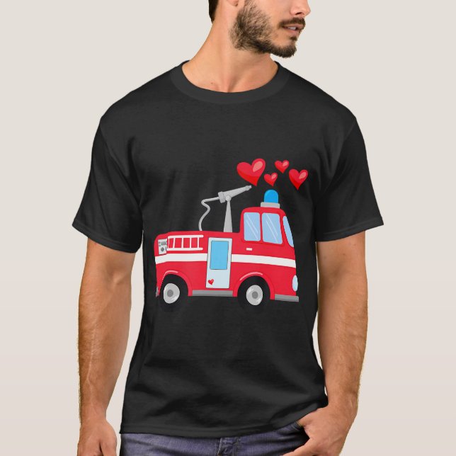 T-shirt Saint Valentin Camion Rouge Pour Enfants Enfants E (Devant)