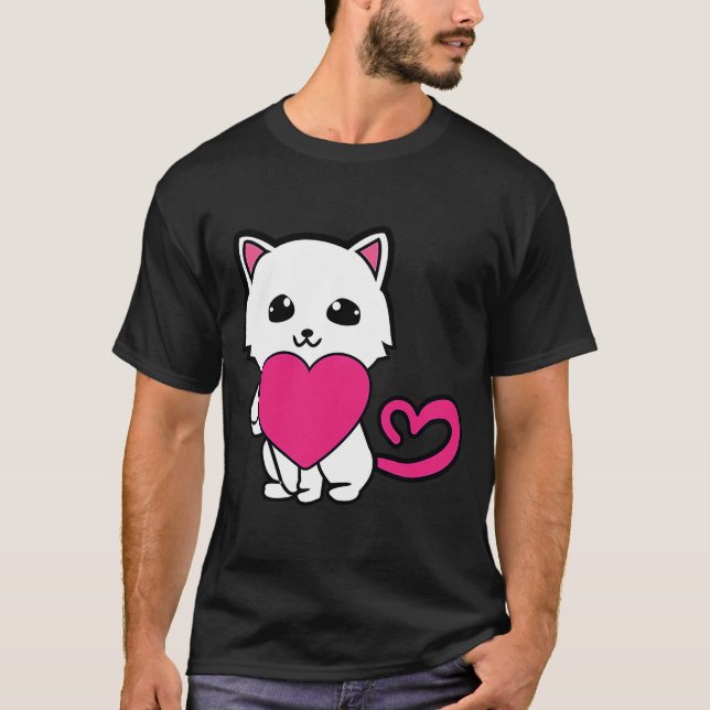 T-shirt Saint-Valentin Chat Amour Félin Fan de Chatons (Devant)