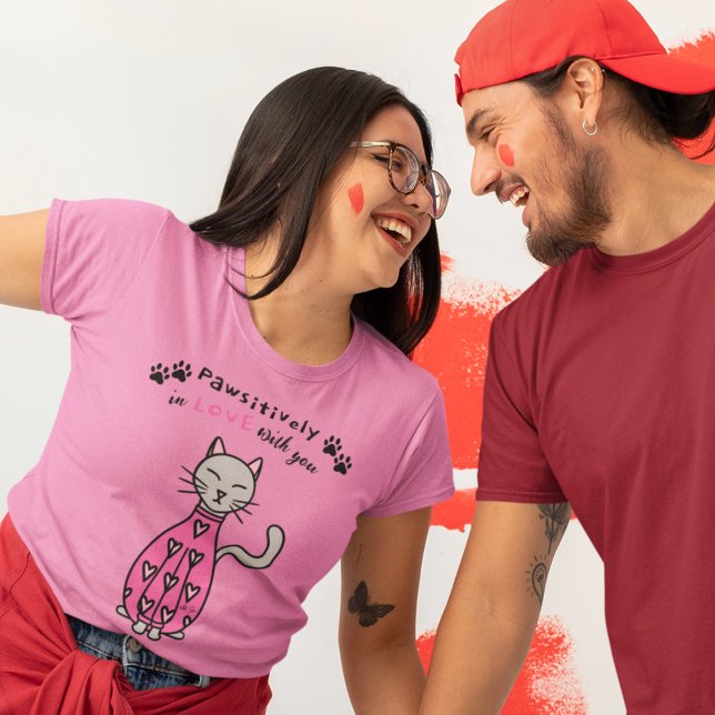 T-shirt Saint-Valentin Chat Love Heart (Créateur téléchargé)